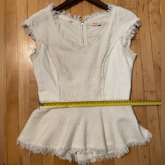 Rebecca Taylor Tweed & Lamb’s Leather Peplum Top - Picture 9 of 10